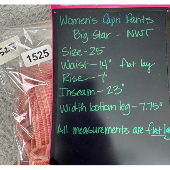 Womens Capri Pants Big Star Size 25R Beige Cotton Denim Made In USA Casual Wear - Picture 15 of 16